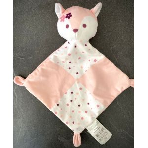 Doudou Renard Rose Blanc Petites Fleurs Mouchoir Jouet Bebe Mes Petits Cailloux Comforter Plush Baby Blanket Pink Fox Flowers - Occasion