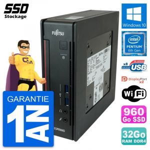 Mini PC Fujitsu Esprimo Q956 Pentium G4400T RAM 32Go SSD 960Go Windows 10 Wifi - Occasion