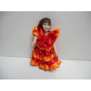Poupée Folklorique Monde Espagne Flamenco Danseuse Porcelaine 14 Cm - Occasion