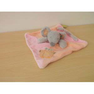 Doudou Souris Rose Grise Fleur Babalu Manor - Occasion