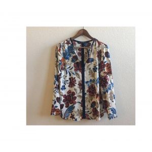 Grand Chemisier Blouse Xxl Chemise Vareuse Plumes De Paon Mousseline Vaporeuse Vetement Feminin Breakout Large Elegant Couleurs Gaies Tenue Legere Pratique Toute Saison Femme Forteronde Liquette Soyeu - Occasion