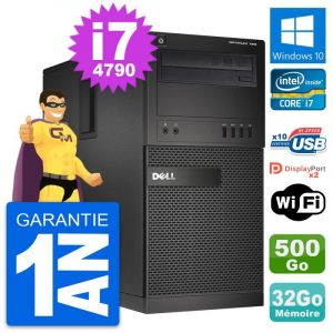 PC Tour Dell OptiPlex XE2 MT Intel i7-4790 RAM 32Go Disque 500Go Windows 10 Wifi - Occasion