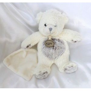 Doudou Peluche Ours Avec Mouchoir Blanc Gris Marron Les Flocons - Occasion