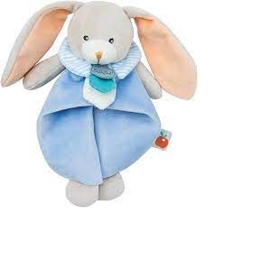 Doudou Lapin - Bleu Et Orange - Pom - Occasion