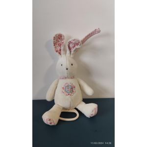 Doudou Lapin Musical &Eacute;cru Fleurs Liberty Jellycat - Occasion