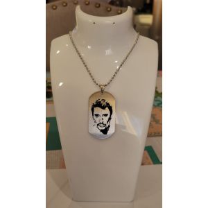 Collier Et Son Pendentif Plaque Johnny Hallyday ! - Occasion