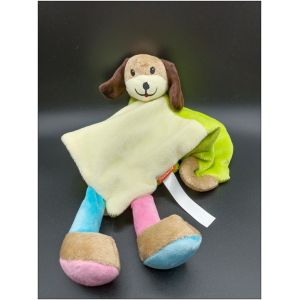 Doudou Chien Lapin Plat - Beige Vert Bleu 6- Minifeet - Occasion