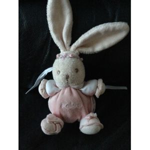 Peluche Doudou Mini Lapin Lilirose Boule Kaloo Rose Cr&egrave;me Fleur 10/19 Cm - Occasion