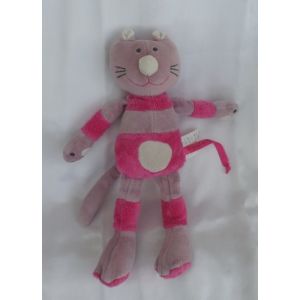 Doudou Peluche Chat Mauve Rose Grelot DPAM Du Pareil Au Même - Occasion