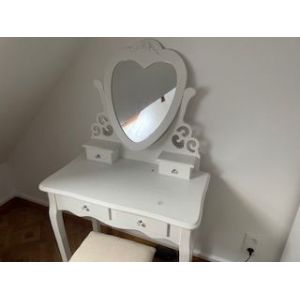 Coiffeuse blanche pour fille avec miroir et tabouret - Occasion
