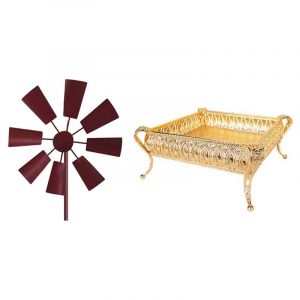 Moulin &agrave; vent d&eacute;coratif en fer rouge, 1 pi&egrave;ce, 1 plateau de boissons pour la maison, assiette de fruits Vintage cr&eacute;ative - Occasion