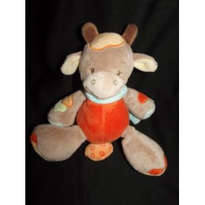 Doudou Musical Vache Girafe Nattou Orange Marron Bleu Peluche Musique 19 Cm Environ - Occasion