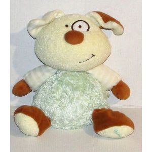 peluche chien luminou cr&egrave;me vert marron jemini doudou grand mod&egrave;le 26 cm - Occasion