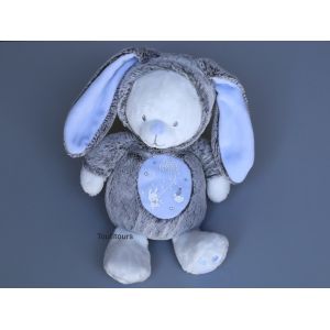 Doudou ours lapin gris bleu blanc Mots d'Enfants - Occasion
