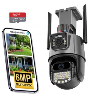 Caméra IP WiFi HD 4K à double objectif CCTV extérieure sans fil PTZ - de sécurité à domicile IR + 128 Go TF - Occasion