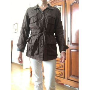 Veste Saharienne Marron En Lin- Aigle - 40 - Occasion
