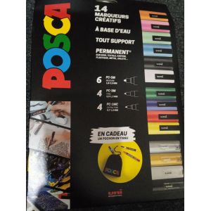 Posca : Lot Coffret De 14 Posca + 1 Pochon En Tissu - Occasion