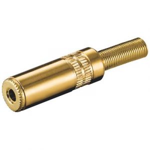 lot de 2 fiches jack 3.5 femelle mono corps metal DORE connecteur OR a souder - Occasion