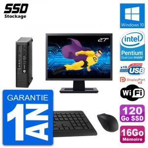 Mini PC HP 800 G1 USDT Ecran 27" Intel G3220 RAM 16Go SSD 120Go Windows 10 Wifi - Occasion