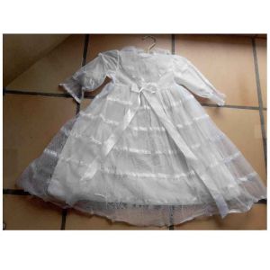 Robe B&eacute;b&eacute; Blanche Parure Bapt&ecirc;me Voile Tulle Broderie Mousseline Doubl&eacute;e Vaporeuse Petit Jeune Enfant Naissance 1 An Mixte Fille Garcon 0 &Agrave; 12 Mois Tenue C&eacute;r&eacute;monie Mariage F&ecirc;tes Anniversaire - Occasion