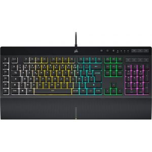 Corsair K55 RGB PRO Wired Clavier Gaming &agrave; Membrane Filaire (R&eacute;tro&eacute;clairage RGB Dynamique, 6 Touches de Macro avec Int&eacute;gration Logicielle Elgato, R&eacute;sistance aux et &agrave; La Poussi&egrave;re IP42) AZERTY, Noir - Occasion