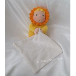 Doudou Soleil Lion Tulip Jaune Orange Mouchoir Blanc Smoby Cotoons - Occasion