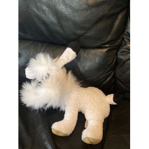 Doudou Peluche Chien Blanc et Noir Id&eacute;fix Parc Ast&eacute;rix allong&eacute; Nounours 25cm - Occasion