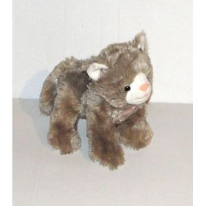 Peluche Chat Gris Beige Sonore Gipsy - Doudou Chaton 18 Cm - Occasion