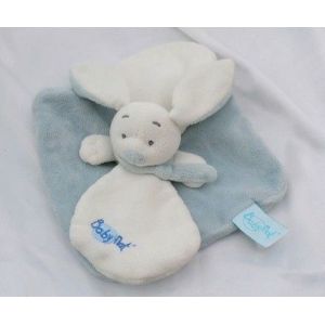 Doudou Plat Lapin Blanc Et Bleu Collection Douceur BabyNat - Occasion