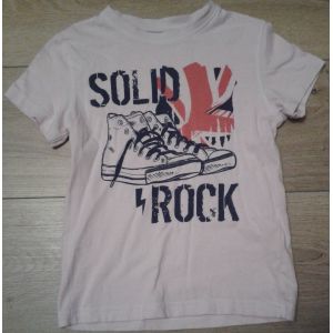 T-Shirt "Solid Rock" Converses Union Jack Rose Pale 6 Ans In Extenso - Occasion