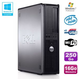 PC DELL Optiplex 780 DT Intel E5200 2,5Ghz 16Go Disque 250Go WIFI Win 7 Pro - Occasion