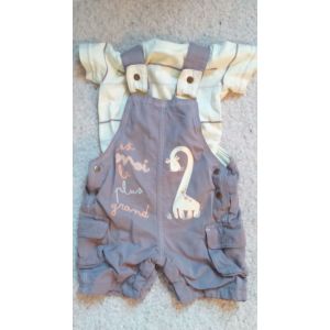Ensemble Salopette Garçon &#43 Haut &#34petit Kimbaloo&#34 Motif Girafe Taille 3 Mois Idée Cadeau - Occasion