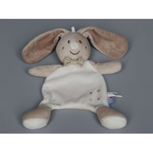 Doudou Lapin Plat Beige Blanc Sucre D'orge - Occasion