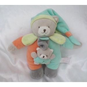 Doudou Peluche Ours Bleu Orange Gris Musical Doudou Et Compagnie - Occasion