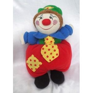 Doudou Peluche Clown Rouge Bleu Cravate Jaune Pois Rouge Chapeau Vert Nounours - Occasion