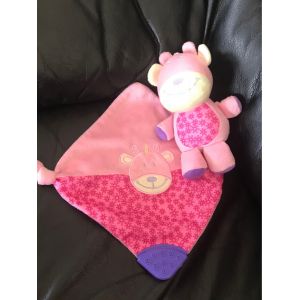 Ensemble Doudou Plat Girafe Rose Et VioletAnneau De Dentition - Occasion