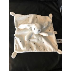 DOUDOU PLAT LAPIN BLANC GRIS SIMBA TOYS BENELUX ETOILE 22*22CM - Occasion