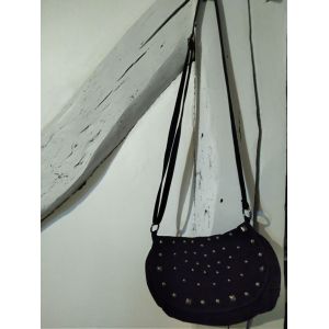 Sac à main en bandoulière petite besace noire rivets métal argenté clouté rock punk grunge underground Femme - Occasion