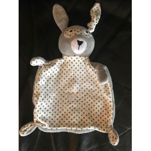 Doudou Plat Lapin Ikks Étoiles Masque Blanc Gris 21 Cm - Occasion