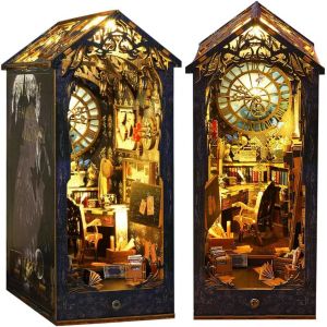 Diy Book Nook Kit,Kit De Maison Miniature Book Nook Diy Pour Maison De Poupée,Puzzle 3d Srre-Livres En Bois Avec Meubles En Bois Et Lumière Led (Style Suspense) - Occasion