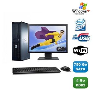 Lot PC DELL Optiplex 760 DT Intel E8400 3Ghz 4Go DDR2 750Go WIFI XP Pro + 22 - Occasion