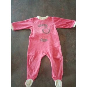 Pyjama Velours Rouge Lion 12 Mois Bon &Eacute;tat - Occasion