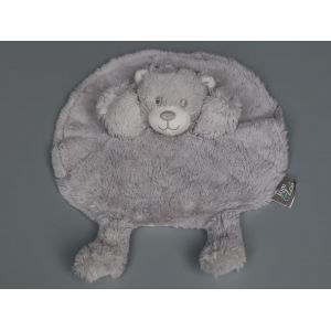 Doudou ours plat Tom & Zo&eacute; rond gris blanc marionnette - Occasion