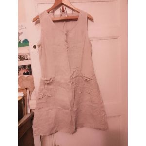 Robe En Lin Beige 42 Xl Fabriqué En Italie. - Occasion