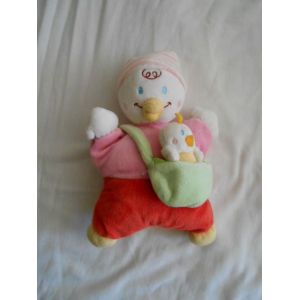 Doudou Semi Plat Canard Rose Rouge Avec Sac Nicotoy Simba Toys Et Son Bebe Poussin - Occasion