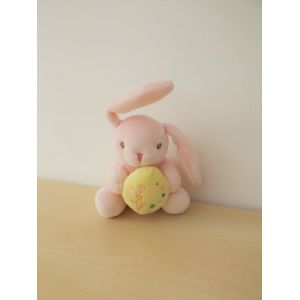 Doudou Lapin Rose Jaune Kimbaloo - Occasion