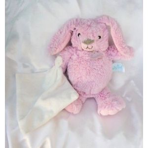 Doudou Peluche Lapin Rose Mouchoir Blanc Guimauve Baby Nat' - Occasion