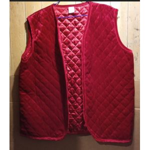 Veste Femme - &#34; Claire Neuville &#34; - Rouge - Aspect Velours Matelassé - Sans Manches - Taille 50/52 - Occasion
