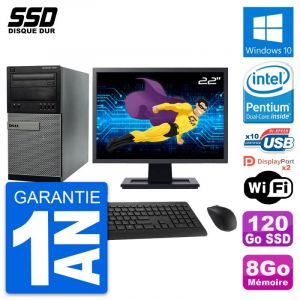 PC Tour Dell 7010 Ecran 22" Pentium G2020 RAM 8Go SSD 120Go Windows 10 Wifi - Occasion