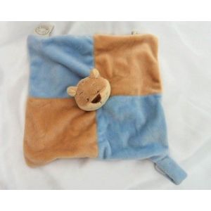 Doudou Peluche Plat Carr&eacute; Ours Rom&eacute;o Marron Et Bleu Noukie'S - Occasion